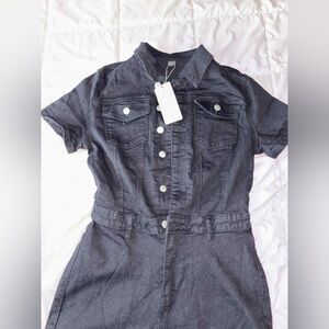 SHEIN Black Denim Jumpsuit